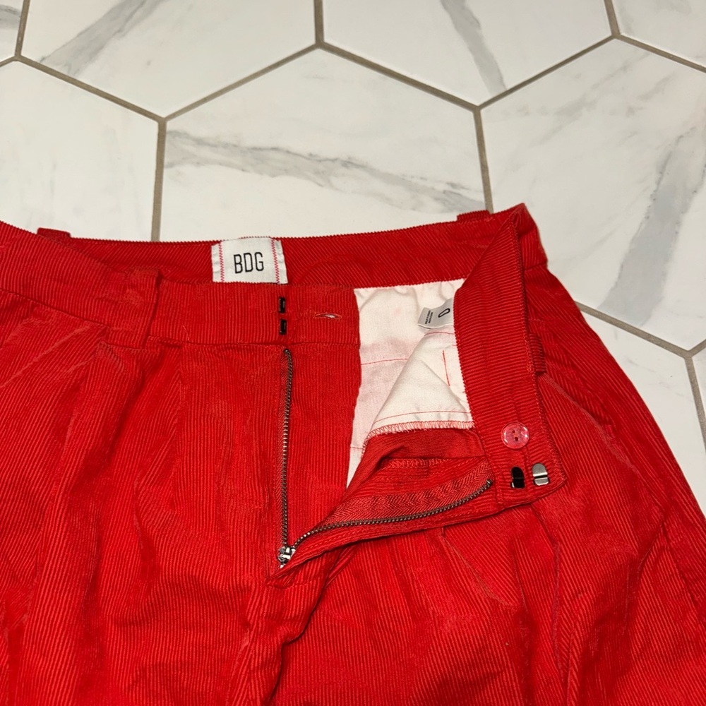 BDG Urban Outfitters‎ Grandpa 100% Cotton Red Corduroy Baggy Trouser Pant Size 0 - Picture 9 of 15